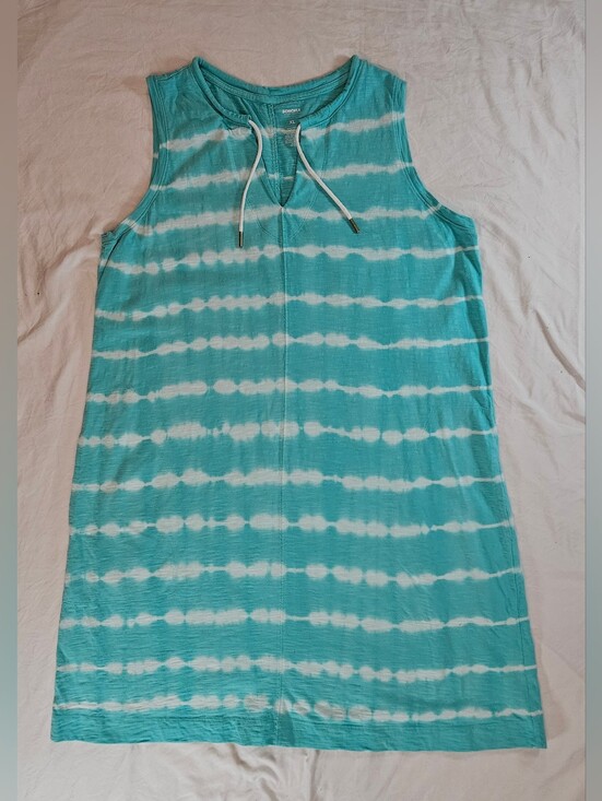 Sonoma Dresses & Skirts - Sonoma Womens Turquoise & White Stripe Tie Dye Sleeveless Tank Dress Size XL